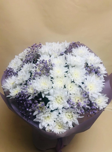 Сборный букет &laquo;Хризантема с гипсофилой&raquo; от интернет-магазина цветов в 